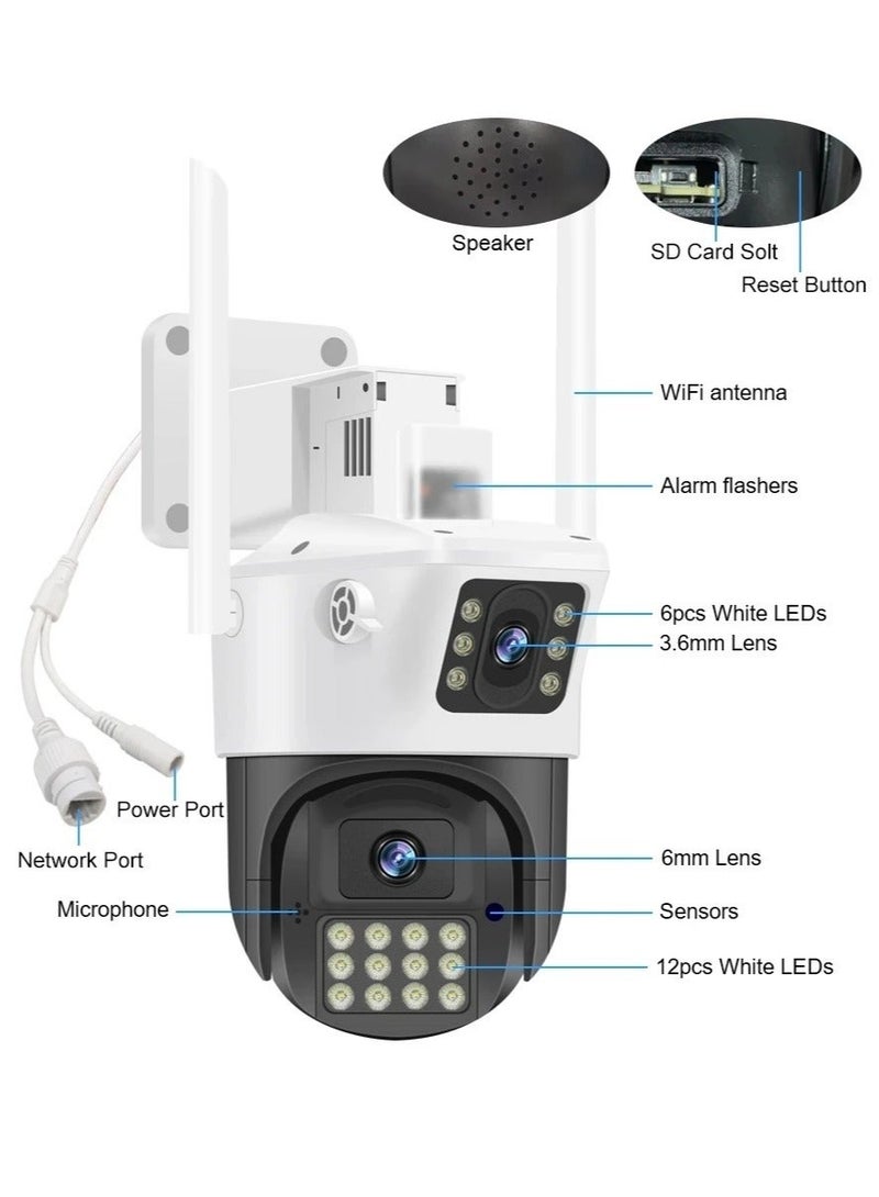 4MP Outdoor PTZ Camera WIFI with Dual Screen Color Night Vision 2K Wireless Security IP Camera Support Human Detection - Image 1