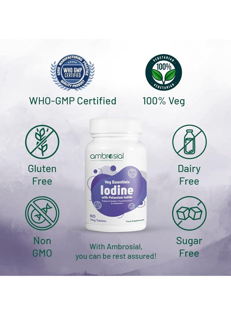 ambrosial Iodine With Potassium Iodide Support Metabolism Food Supplement 60 Tablets- Pack Of 2 - Image 2