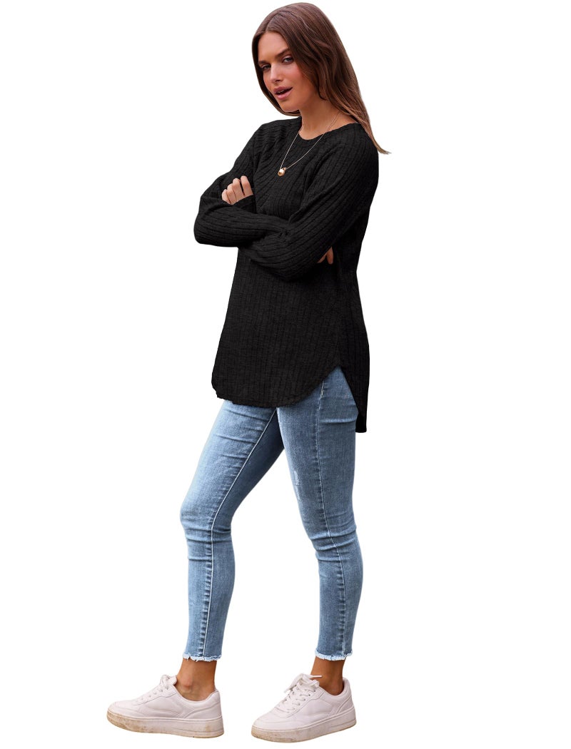 Saloogoe Womens Tops Dressy Casual Long Sleeve Pullover Sweaters Maternity Winter Clothes Black Shirts Plus Size 2XL - Image 4