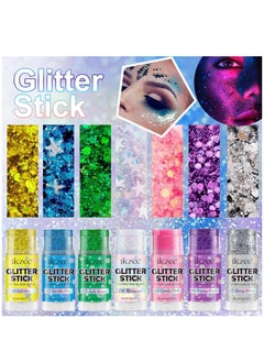 IKZEE Body Glitter Gel Stick for Women & Girls Easy to Apply & Remove Festival Glitter Liquid Eyeshadow Mermaid Sequins Chunky Glitter Gel Cosmetic for Body Face Hair Nails Makeup No.03  - Image 4