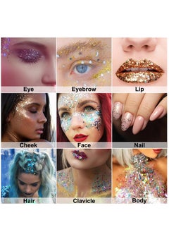 IKZEE Body Glitter Gel Stick for Women & Girls Easy to Apply & Remove Festival Glitter Liquid Eyeshadow Mermaid Sequins Chunky Glitter Gel Cosmetic for Body Face Hair Nails Makeup No.03  - Image 2