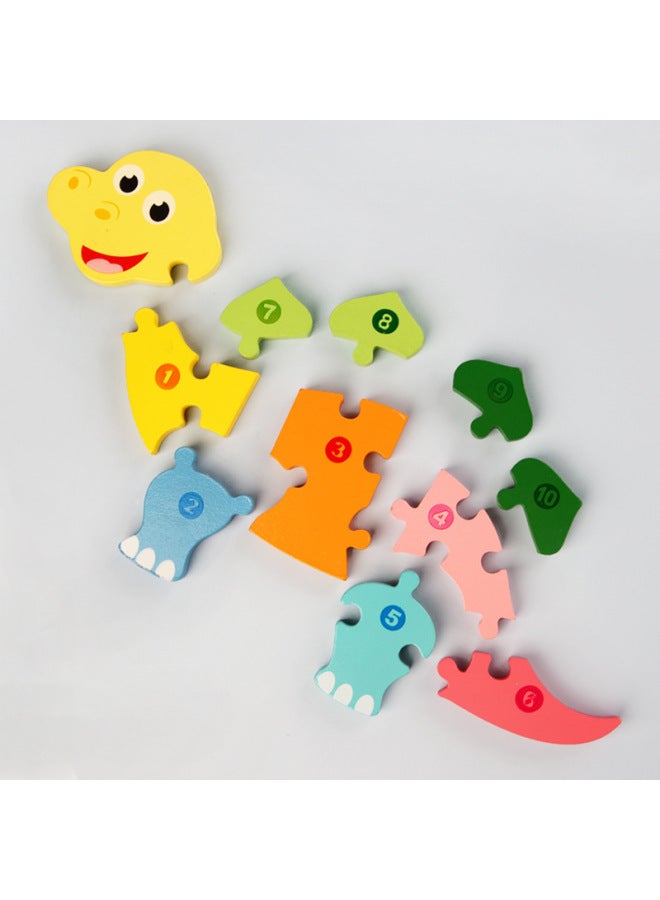 Direct Buckle Puzzle Four Animal Shape Children's Wooden Toy Puzzle Baby Early Education Educational Aids-Color:Dinosaur - Image 5