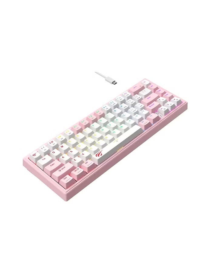 havit KB874L 75% Compact Blended Light Mechanical Keyboard, Wear-resistant & Colorfast, 20 Modes Blended Lights, All Keys Roll-Over, Two-Color Injection Molding Process, - Image 3