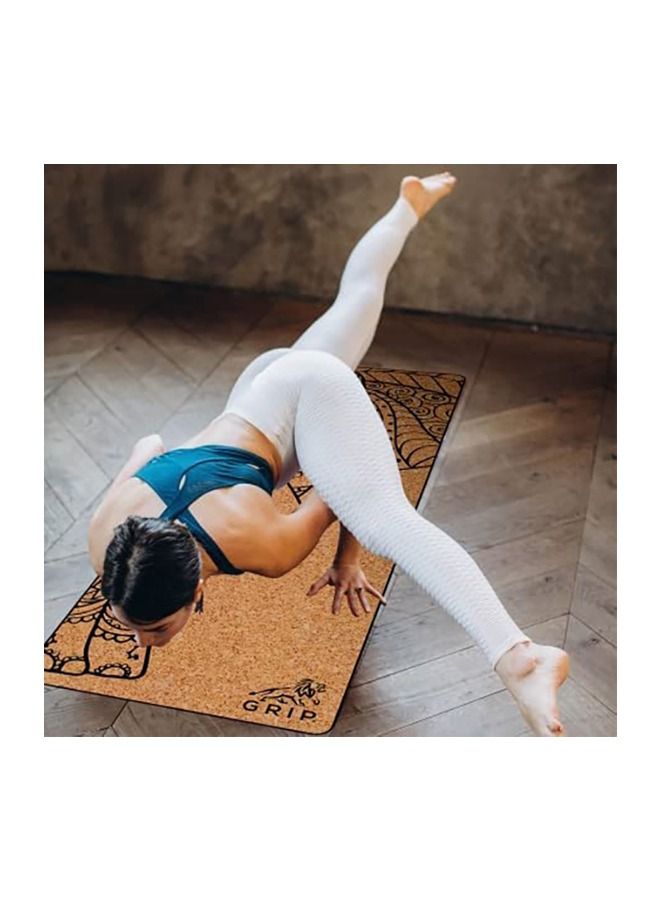 Grip Premium 5Mm Natural Cork Yoga Mat Non Slip & Eco Friendly Fitness Mat Non Toxic Workout Mat With Carrying Strap For Outdoor Yoga Pilates & Exercise - Elephant Design (72 X 24 Inch) - Image 2