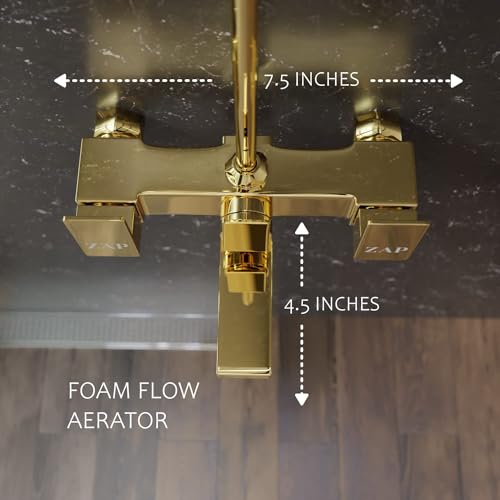 ZAP Skoda Full Brass Gold Plated 2-in-1 Wall Mixer with Provision for Overhead Shower & Long Bend Pipe | Luxury Bathroom Fitting | Durable & Elegant Design | Chrome and Gold Finish - Image 4