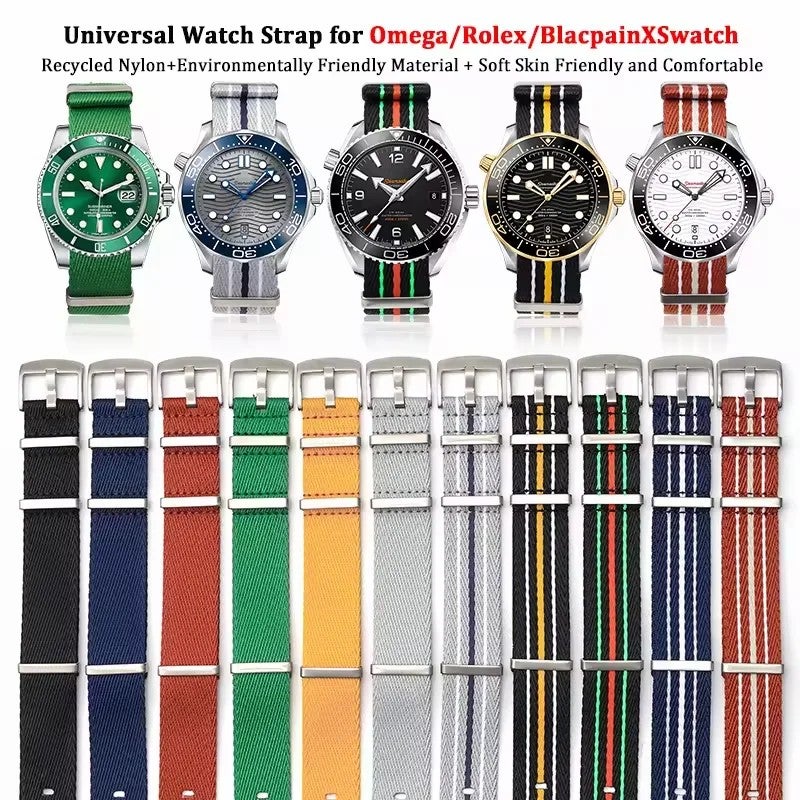Bluejw Replace the Watch Strap with 20mm/22mm Recycled Nylon Fabric Woven Luminous Replacement Wrist Band for BL X SW Fifty Fathoms - Image 3