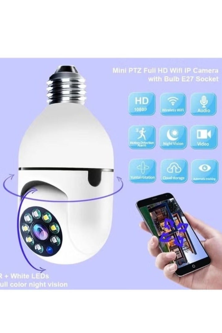 Generic 2Pcs Light Bulb Security Camera 2.4GHz & 5G WiFi Outdoor, 1080P E27 Light Socket Security Camera, Indoor 360° Home Security Cameras, Full Color Day and Night  - Image 2