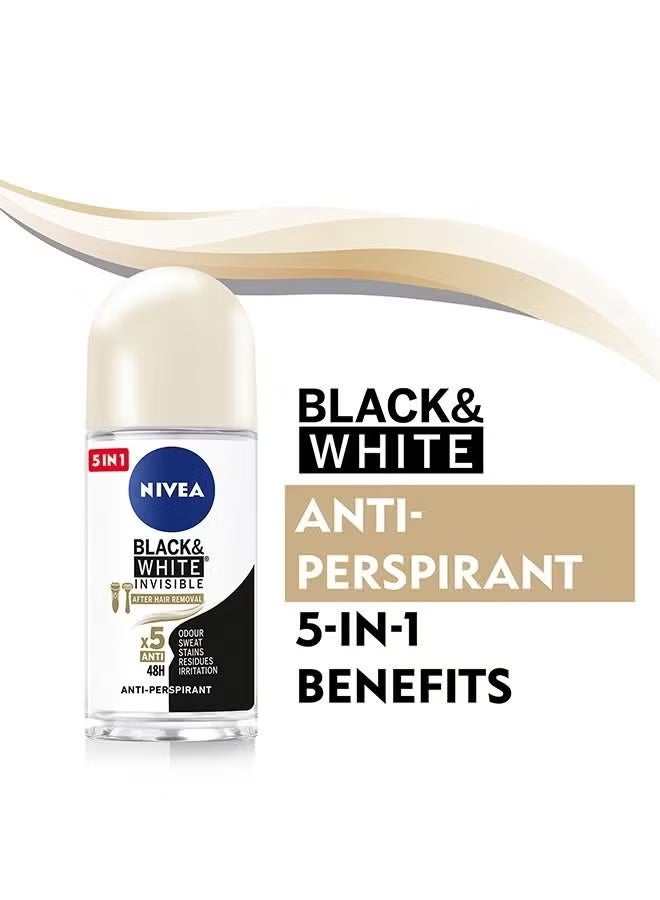 Nivea Black And White Invisible Silky Smooth, Antiperspirant For Women, Roll-On 50ml - Image 3