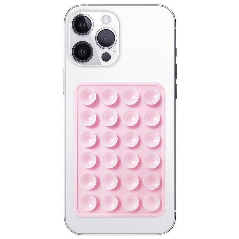 Galundge Silicone Suction Phone Case Mount, Non Slip Sticky Phone Grip for Cellphone, Silicon Adhesive Suction Cup Phone Mount, Strong Grip Holder for Selfies and Videos (Light Pink) - Image 1