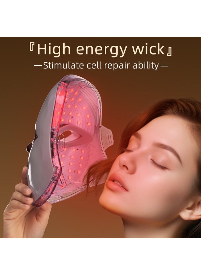 قناع الوجه للعلاج بالضوء بتقنية LED بسبعة ألوان مزود بـ 90 مصباح LED وجهاز تجميل منزلي من السيليكون بتصميم أبيض بحواف ذهبية لمكافحة التجاعيد وعلاج حب الشباب وتفتيح وتجديد البشرة - Image 3