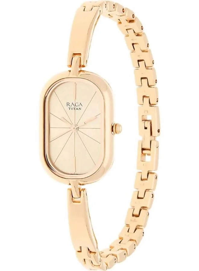 TITAN Women's Analog Display Watch With Rose Gold Metal Strap - 2577WM01