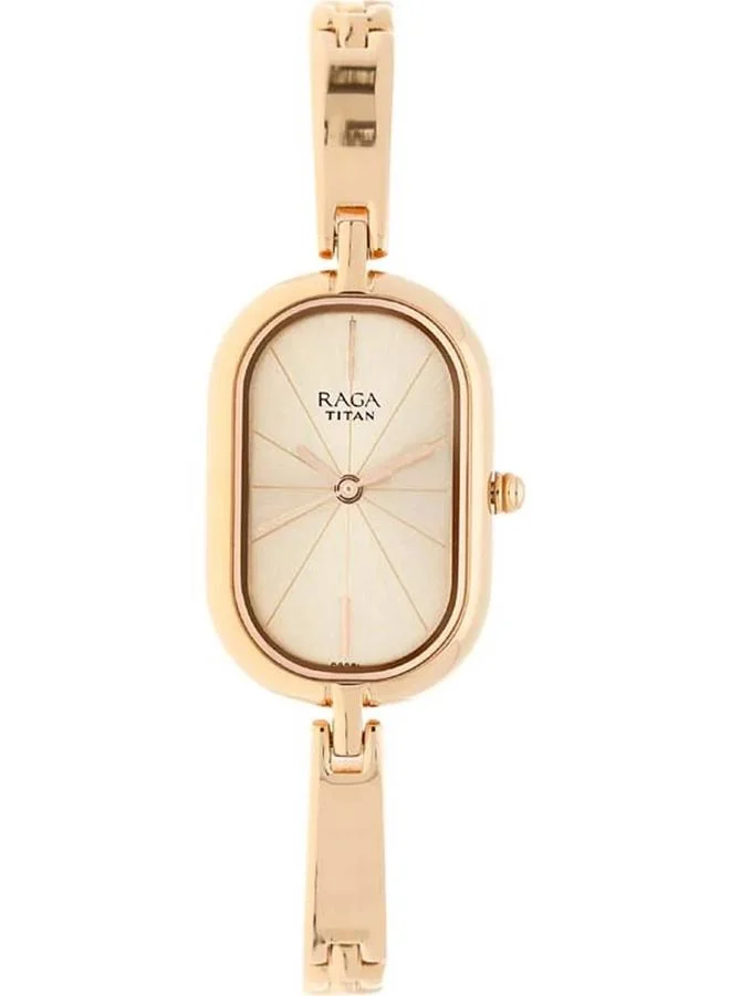 TITAN Women's Analog Display Watch With Rose Gold Metal Strap - 2577WM01