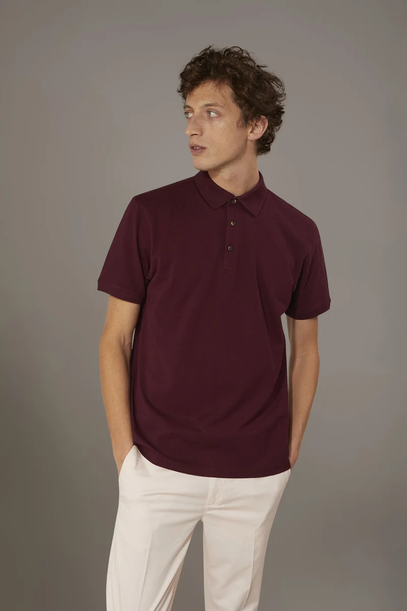 Short sleeve polo 100% cotton piquet - Wine