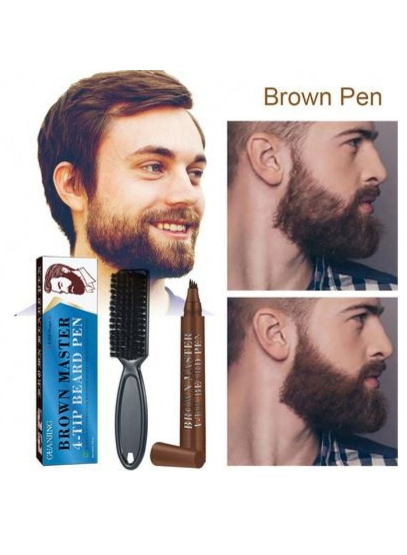 GUANJING قلم لحية للرجال لتنسيق اللحية والشعر على الصدر (بني) - Image 2