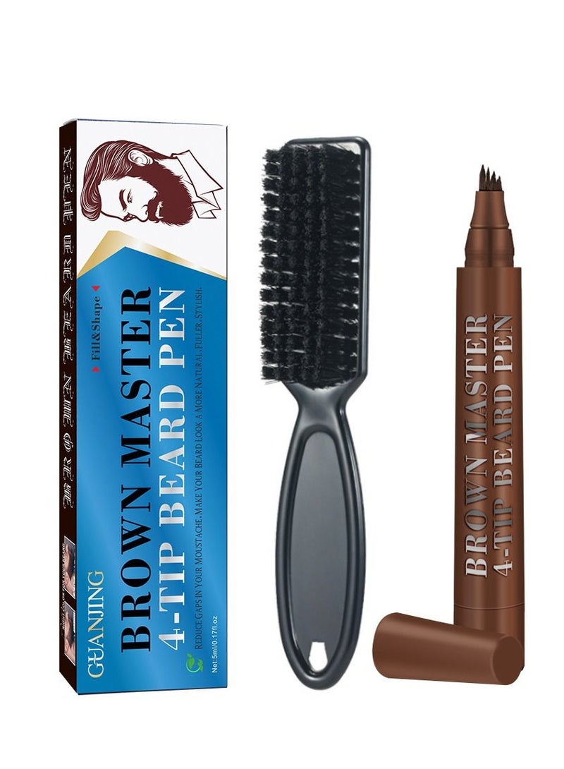 GUANJING قلم لحية للرجال لتنسيق اللحية والشعر على الصدر (بني) - Image 1