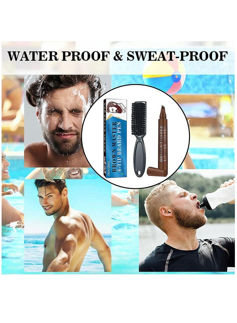 GUANJING قلم لحية للرجال لتنسيق اللحية والشعر على الصدر (بني) - Image 4
