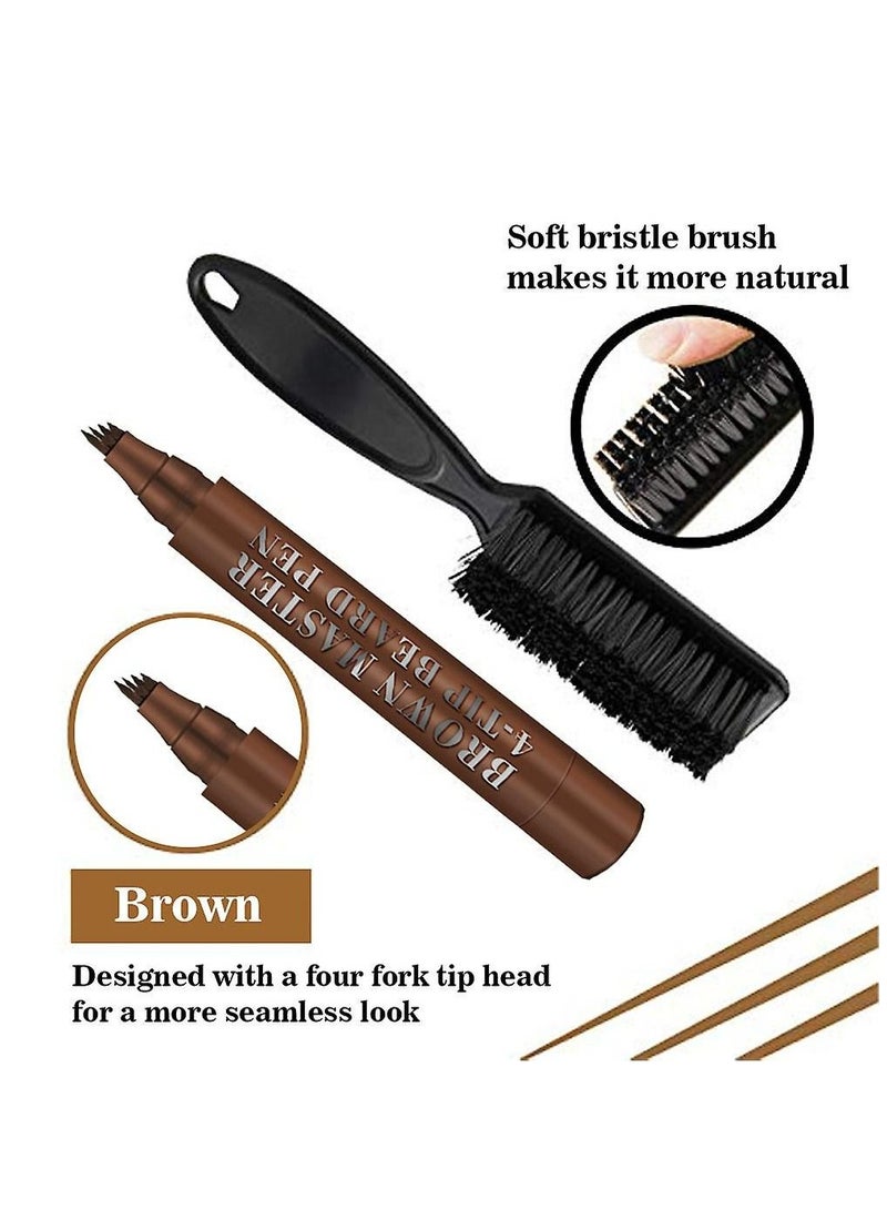 GUANJING قلم لحية للرجال لتنسيق اللحية والشعر على الصدر (بني) - Image 5