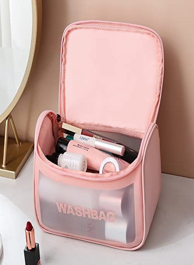 SAYFINE Travel Toiletry Wash Bag | Waterproof Cosmetic Organizer with Transparent Front | Portable Makeup Storage Bag with Handle & Zipper for Women & Girls - Image 2