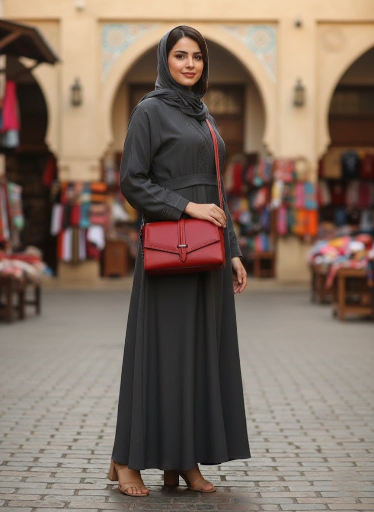 حقيبة كتف وحقيبة كروس أنيقة باللون الأحمر الياقوتي - Image 3