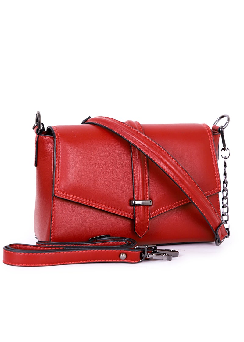 حقيبة كتف وحقيبة كروس أنيقة باللون الأحمر الياقوتي - Image 1