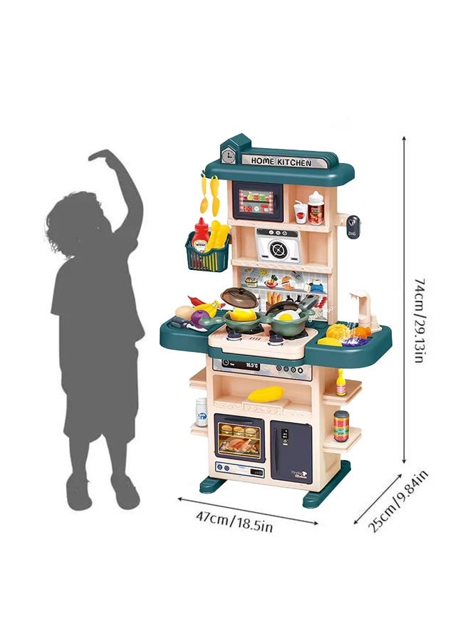 73cm High Kitchen Playset,Large Kitchen Pretend Play Toy Set, Rich Realistic Details Include Steam,Light,Water,Sound, Separable Design Kids Pretend Kitchen Toys with Refrigerator, Oven, vegetables,Food,Sink, Role Play Cookware Indoor DIY Toy Set, 43pcs Accessories Toys Sets for Boys, Girls, Kids, Children - Image 2
