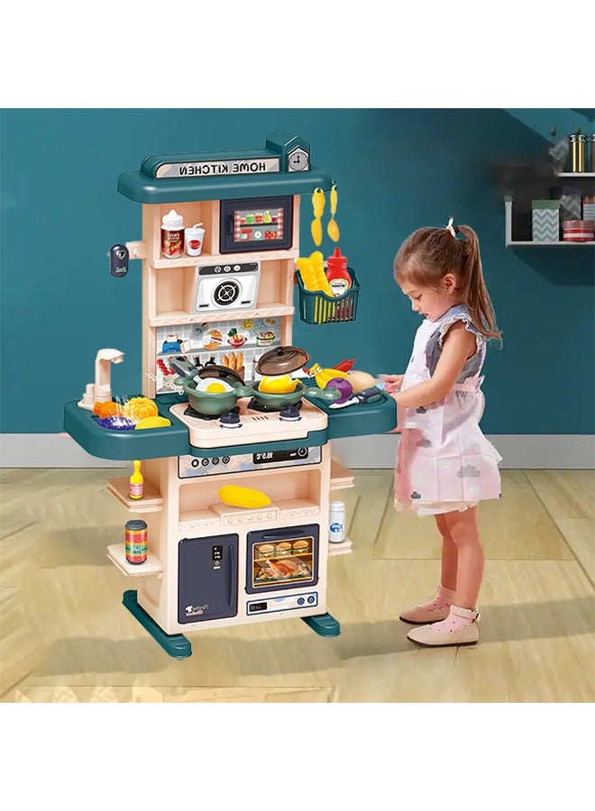 73cm High Kitchen Playset,Large Kitchen Pretend Play Toy Set, Rich Realistic Details Include Steam,Light,Water,Sound, Separable Design Kids Pretend Kitchen Toys with Refrigerator, Oven, vegetables,Food,Sink, Role Play Cookware Indoor DIY Toy Set, 43pcs Accessories Toys Sets for Boys, Girls, Kids, Children - Image 3