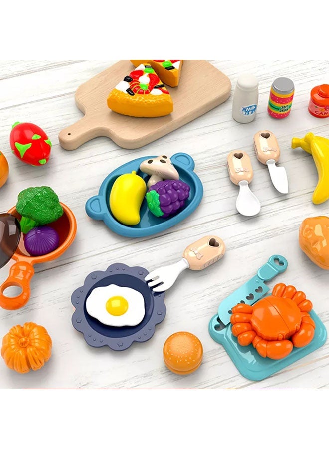 73cm High Kitchen Playset,Large Kitchen Pretend Play Toy Set, Rich Realistic Details Include Steam,Light,Water,Sound, Separable Design Kids Pretend Kitchen Toys with Refrigerator, Oven, vegetables,Food,Sink, Role Play Cookware Indoor DIY Toy Set, 43pcs Accessories Toys Sets for Boys, Girls, Kids, Children - Image 5