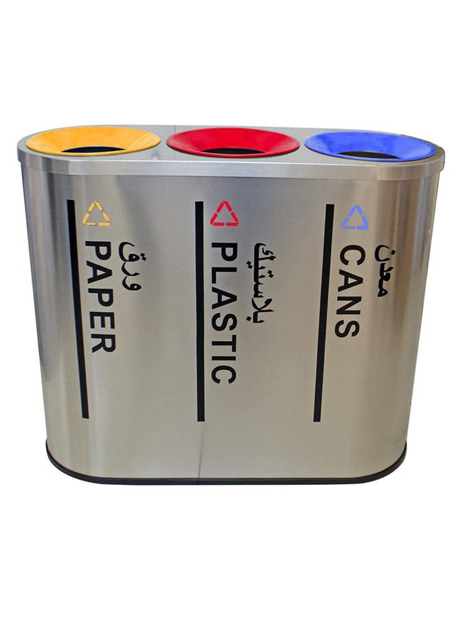 LACOT GENERAL TRADING LLC حاوية إعادة تدوير فولاذية ملونة مفتوحة 3 أقسام 3 في 1 90 × 36 × 81.5 سم - Image 2