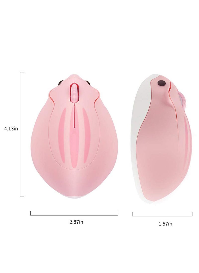 Y&D - Wireless Mouse Cute Hamster Shaped Computer 1200DPI Less Noice Portable USB Cordless for PC Laptop Notebook MacBook Kids Girl Gift (Pink) - Image 1