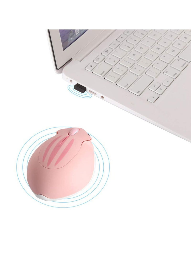 Y&D - Wireless Mouse Cute Hamster Shaped Computer 1200DPI Less Noice Portable USB Cordless for PC Laptop Notebook MacBook Kids Girl Gift (Pink) - Image 1