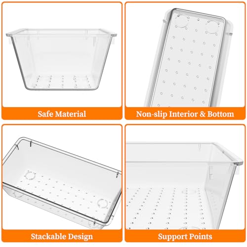 StorMiracle 32 PCS Clear Plastic Drawer Organizer Set 4Size vanity organizer Trays and Storage Bins for Makeup Jewelry and Gadgets in Bedroom Bathroom and Office Clear - Image 3