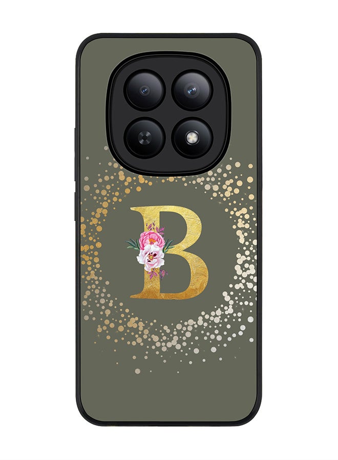 Stylizedd For Xiaomi Redmi Note 15 5G / Poco M8 Case,Slim fit Camera Protection, Shockproof Thin Phone cover  - Custom Monogram Floral - B  (Olive Green ) - Image 1