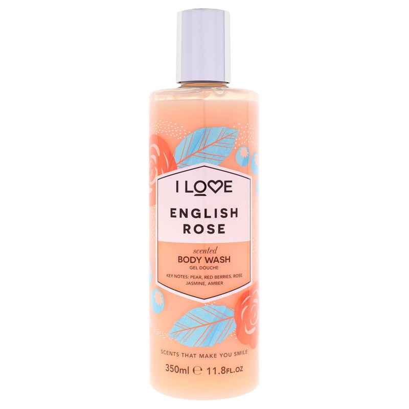 I LOVE English Rose Scented Body Wash - Moisturizing Body Wash and Foaming Bubble Bath - Rose, Amber, and Jasmine Fragrance - 12.7 oz - Image 1