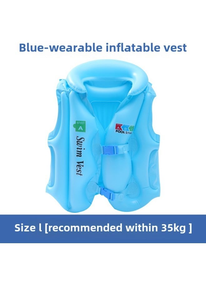 Generic Thickened Inflatable Water Sleeve Adult Double Airbag Swimming Ring Arm Ring OK Baby Floating Ring-Color:L Size Blue Swimsuit - Image 1