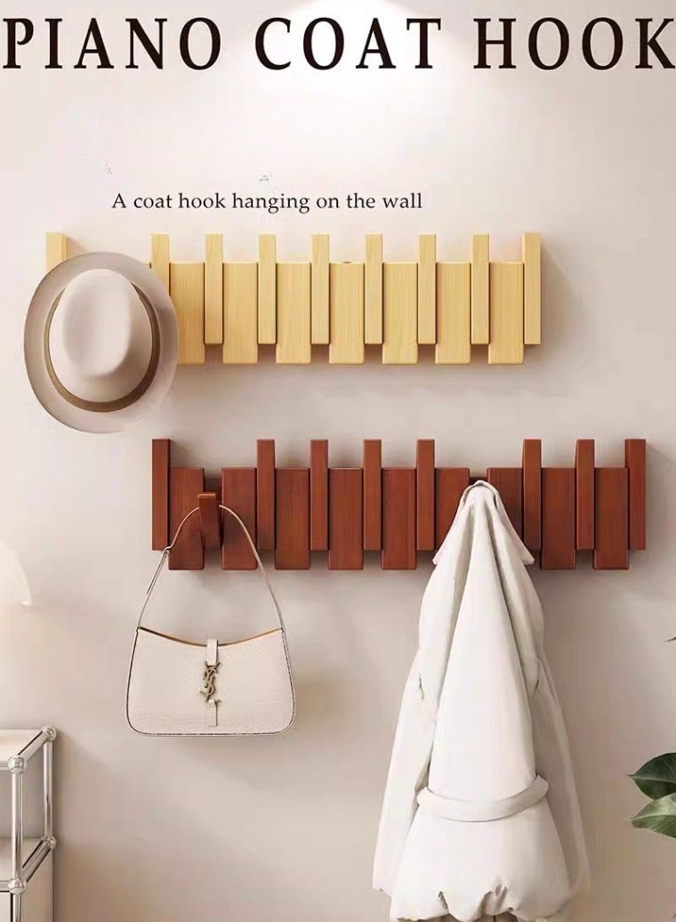 Loquat Piano coat rack Sticks Multi Rack – Modern, Unique, Space-Saving Hanger for Hanging Coats, Scarfs, Purses and More, Black  with 12 Flip-Down Hooks - Image 2