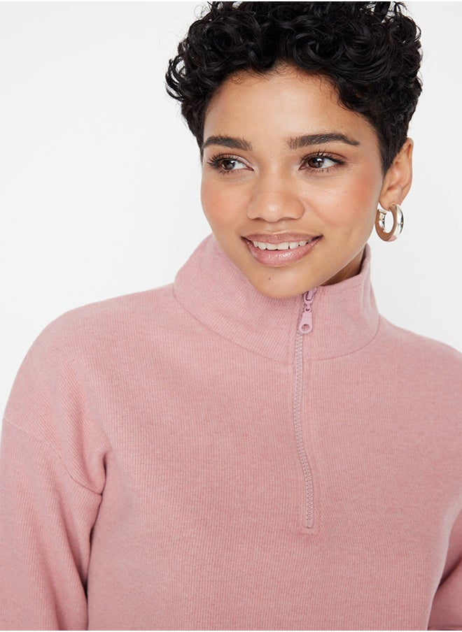 Pale Pink Thessaloniki/Knitwear Look Zippered Collar Regular/Regular Fit Knitted Sweatshirt TWOAW22SW0732 - pzsku/ZDBE5B644E5DBF5DDB899Z/45/_/1730940054/b34e8256-19d4-4c49-ae35-903649a1a42a