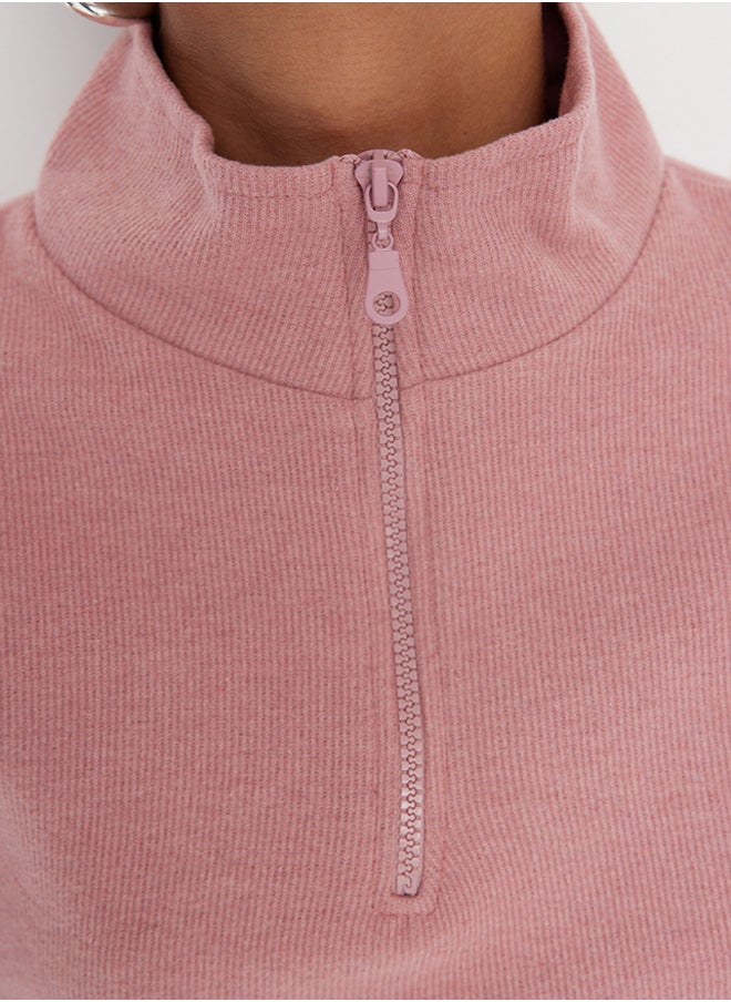 Pale Pink Thessaloniki/Knitwear Look Zippered Collar Regular/Regular Fit Knitted Sweatshirt TWOAW22SW0732 - pzsku/ZDBE5B644E5DBF5DDB899Z/45/_/1730940055/5b470219-b634-4fc4-a063-25759416a0c2