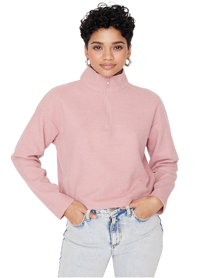 Pale Pink Thessaloniki/Knitwear Look Zippered Collar Regular/Regular Fit Knitted Sweatshirt TWOAW22SW0732 - pzsku/ZDBE5B644E5DBF5DDB899Z/45/_/1730940055/b6f16847-1696-4e18-97e2-93e0ce619f77