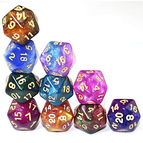 SmartDealsPro 10Pack 20 Sided Dice D20 Polyhedral Dice for DND RPG MTG Table Game Glitter Color - Image 5