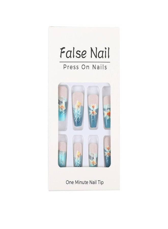 Flair Fusion New 24 Reusable Artificial Fake False Nails Set with Fish Design Glossy Nails | Lightweight & Long Lasting| Quick Fix For Festivals & Special Occasions - Image 2
