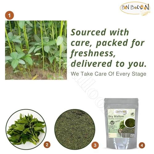 bonballoon Dry Mallow Egyptian Spinach Dried Molokhia Molocheya Premium Mulukhiyah For Cooking Herbal Herbals Herb Herbs Egypt Arab Arabic Arabian Non Gmo Kosher Halal ملوخية ناشفة (5.29 oz / 150 gm) - Image 5