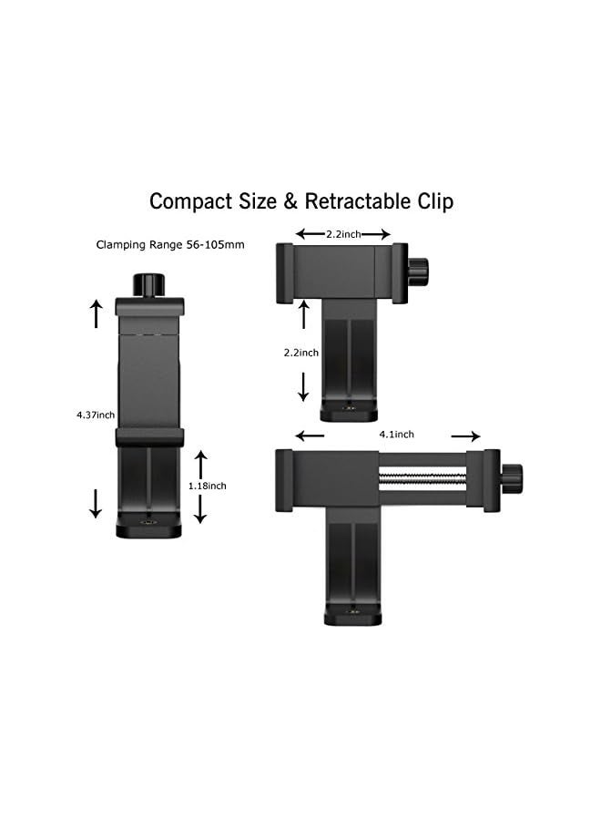 NIBEMINENT Phone Holder/Vertical and Horizontal Tripod Mount Adapter Rotatable Bracket with 1/4 inch Screw, Adjustable Clip for iPhone, Android Cell Phone, Selfie Stick, Camera Stand  - Image 3
