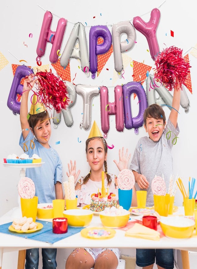 K.E.J. Pink Purple Happy Birthday Balloon Banner Set -16 Inch Foil Letters Balloons, Reusable Birthday Decorations and Party Supplies, Suitable for Men and Women's Birthday Decorations，Party Backdrop - Image 4