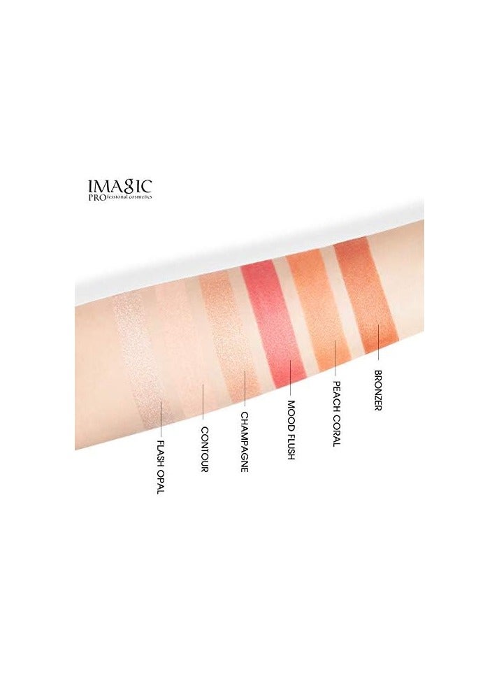 IMAGIC IMAGIC 6-Shades Face Palette | Customizable Contour, Highlighter & Blusher Kit | Create a Radiant, Glowing Complexion - Image 3