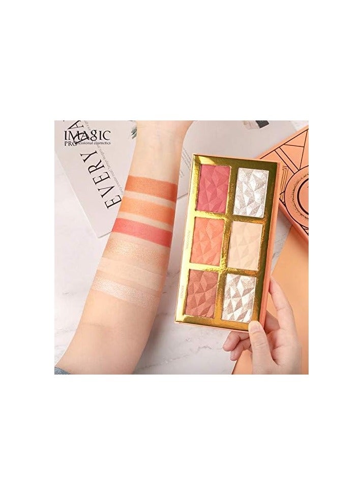 IMAGIC IMAGIC 6-Shades Face Palette | Customizable Contour, Highlighter & Blusher Kit | Create a Radiant, Glowing Complexion - Image 4