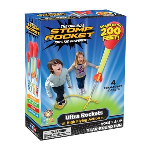 Stomp Rocket Ultra LED Rocket Launcher for Kids, 4 LED Foam Tipped Rockets - Fun Backyard & Outdoor Kids Toys Gifts for Boys & Girls - Toy Foam Blaster Set - Multi-Player Adjustable Launch Stand - Image 1