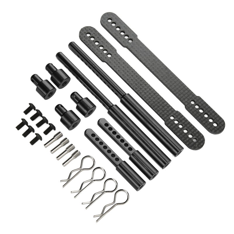 RC Shell Columns Front Rear Aluminum Alloy Carbon Fiber Car Body Mount Post for Axial SCX10 90046 90047 1/10 RC CarBlack - Image 2
