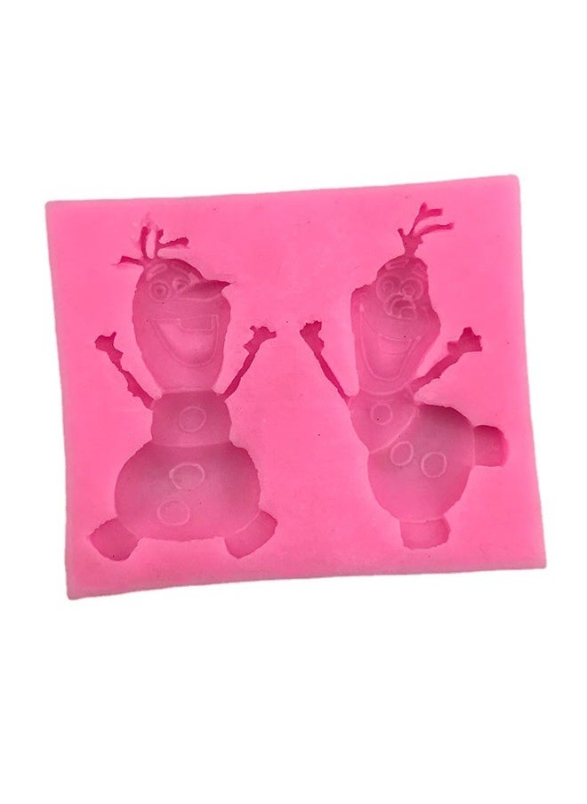 yongsheng Snowman Shaped Mold Pink 8x10cm, Fondant Molds Christmas Silicone Candy Molds Snowman snowflakes Silicone Cookie Mold Candy Cane Chocolate Mold for Candy Pudding Jelly Cake Cupcake Topper Decoration  - Image 1