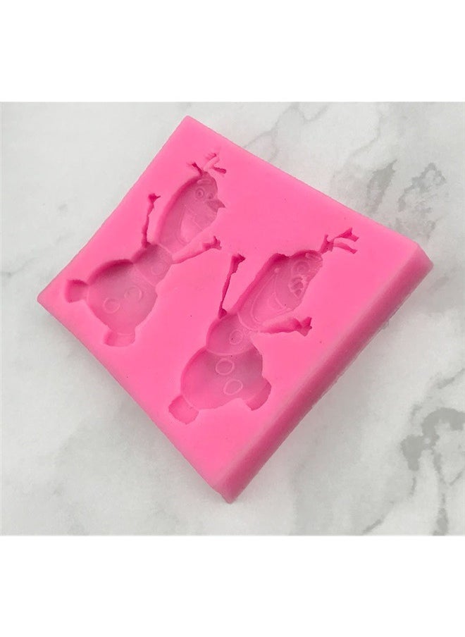 yongsheng Snowman Shaped Mold Pink 8x10cm, Fondant Molds Christmas Silicone Candy Molds Snowman snowflakes Silicone Cookie Mold Candy Cane Chocolate Mold for Candy Pudding Jelly Cake Cupcake Topper Decoration  - Image 2