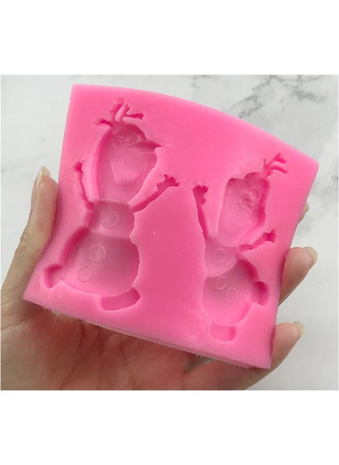 yongsheng Snowman Shaped Mold Pink 8x10cm, Fondant Molds Christmas Silicone Candy Molds Snowman snowflakes Silicone Cookie Mold Candy Cane Chocolate Mold for Candy Pudding Jelly Cake Cupcake Topper Decoration  - Image 3